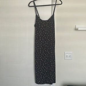 Black Floral Midi Dress, with side slits